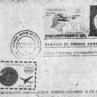 Postales conmemorativas a los 50 años de la puesta en marcha del Servicio de Correo Aéreo en Colombia.